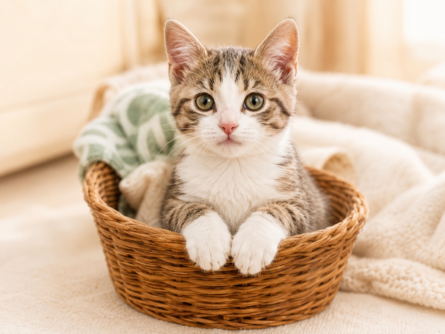 Volunteer helping a cat
